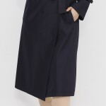 11010 Bondit Kumaş Beli Bağlama Detaylı Orta Boy Trençkot-SİYAH