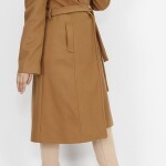 11019 Kaşe Kumaş Beli Kemerli Kaban-TABA