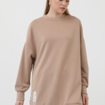 10613  Modal Kumaş Arma ve Fermuar Detaylı Sweatshirt-Vizon