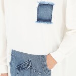 10560 PUANE İKİ İPLİK KUMAŞ KOT KANGURU CEPLİ SWEATSHIRT-EKRU