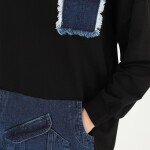 10560 PUANE İKİ İPLİK KUMAŞ KOT KANGURU CEPLİ SWEATSHIRT-SİYAH