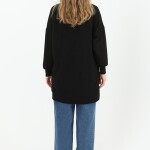 10573 PUANE İKİ İPLİK KUMAŞ KOT GARNİLİ SWEATSHIRT-SİYAH