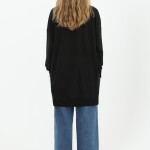 10582 PUANE İKİ İPLİK KUMAŞ ÖNÜ KUMAŞ GARNİLİ SWEATSHIRT-SİYAH