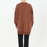 10593 PUANE İKİ İPLİK KUMAŞ TAŞ BASKILI SWEATSHIRT-KAHVE