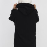 71129 2 İp Kumaş Cepli Ve Kapişonlu Oversize Sweatshirt-SİYAH