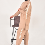 20606 Modal kumaş kol detaylı tesettür ikili takım-TAŞ