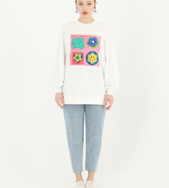 18156 Puane Taş Detaylı Mom Jeans Pantolon